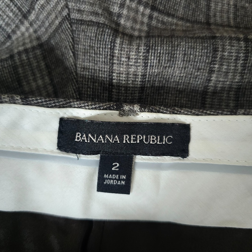 Banana Republic Pants Womens 2 Brown Plaid Wool Blend Lined Ryan Fit Trousers - Picture 4 of 9